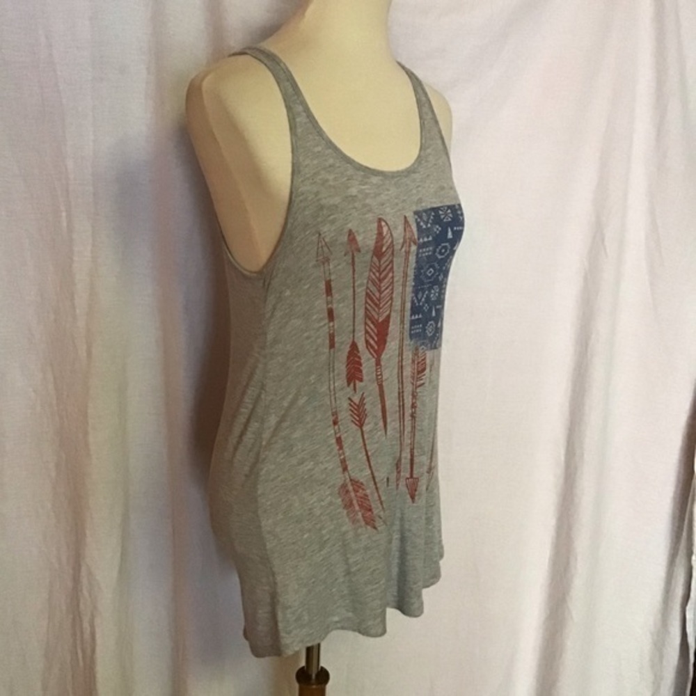 Color Bear American Flag Arrow Tank Top Gray Racerback Small - Picture 7 of 11